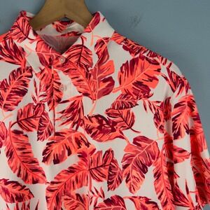 Under Armour Playoff‎ Polo Golf Shirt Men's M Orange Tropical Leaf Loose Fit